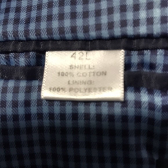 Saddlebred Men's Two Button Navy Blue Blazer Cotton Sport Coat Jacket Size 42L - Picture 12 of 13